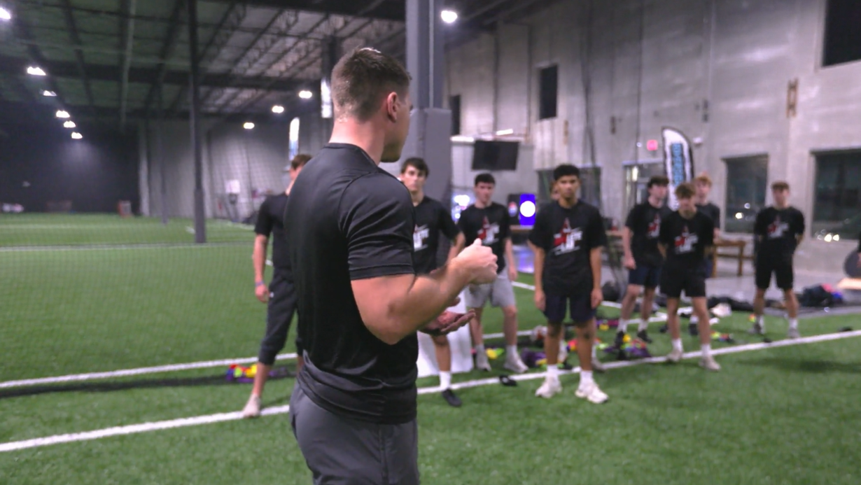 Francis Mulkern leading group instruction during an Athlete Lab class